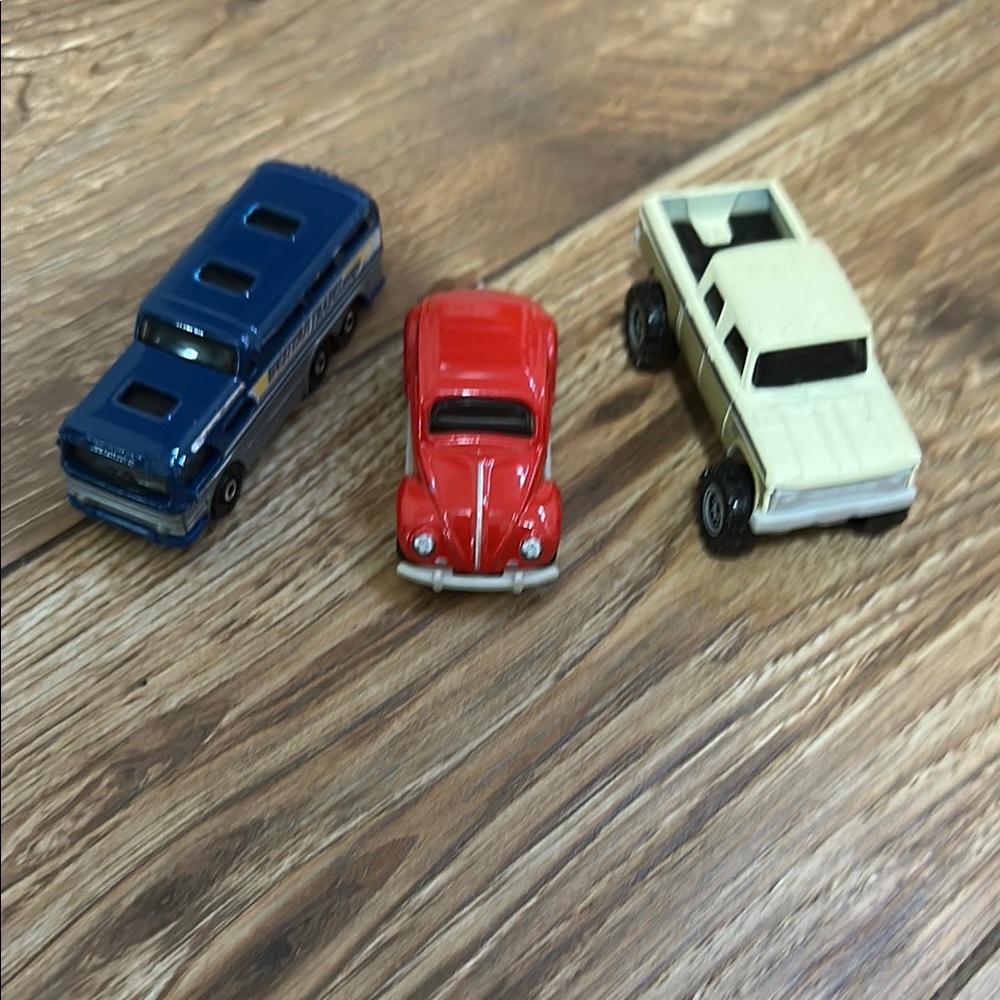 Classic Toy Car Set - Red, Blue, and Cream